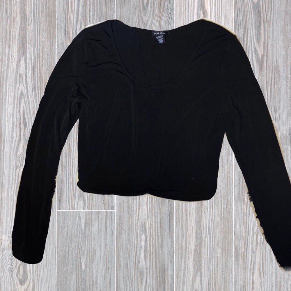 Black fringe crop top